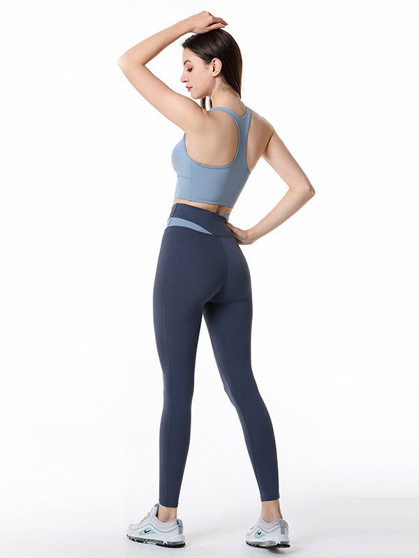 Contrast Color Bra&Leggings Suits