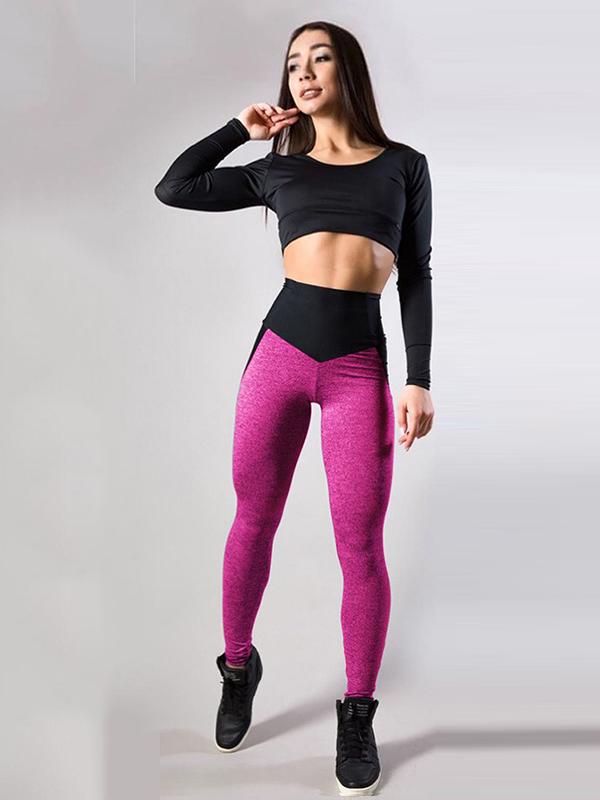 Wrap Contrast Color Sports Leggings