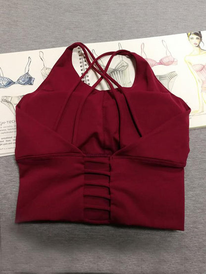 Solid Wrap Backless Sports Bra