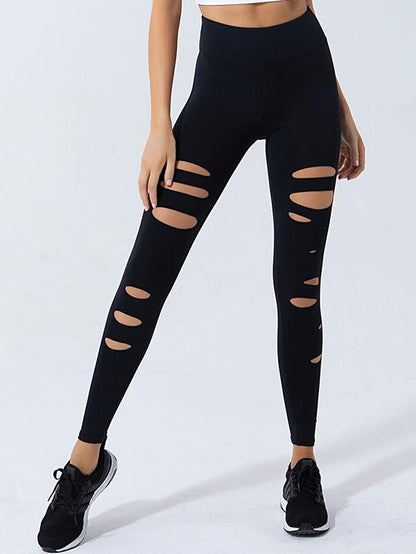 Wrap Solid Color Holes High Waist Leggings