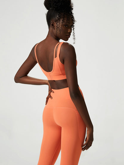 High Waisted Wrap Fluorescent Tees&Bra&Leggings Suits