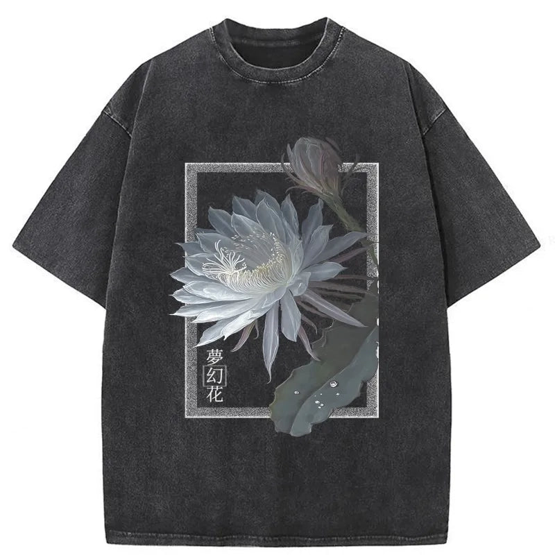 Japanese Hallucinogenic Epiphyllum Washed T-shirt
