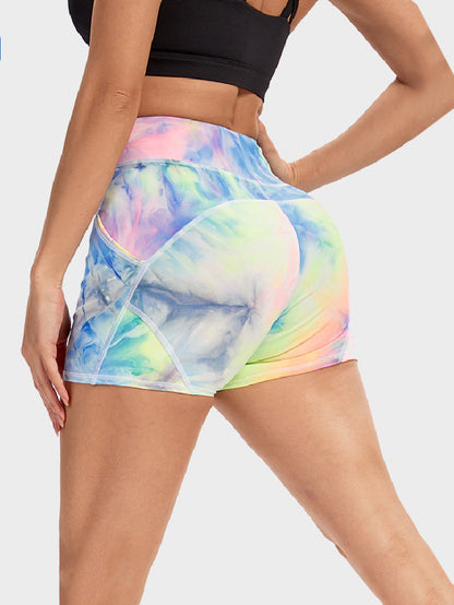 Skinny Wrap Pockets Printing Sports Shorts Tie-Dyed Shorts