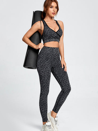 Leopard Camo Bra & Leggings Suits