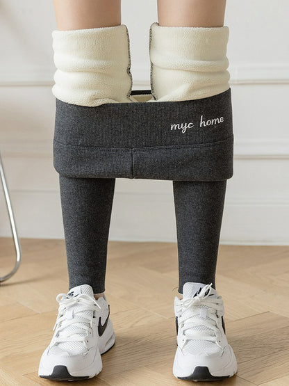 Casual Skinny Leg Letter Print Keep Warm Leggings