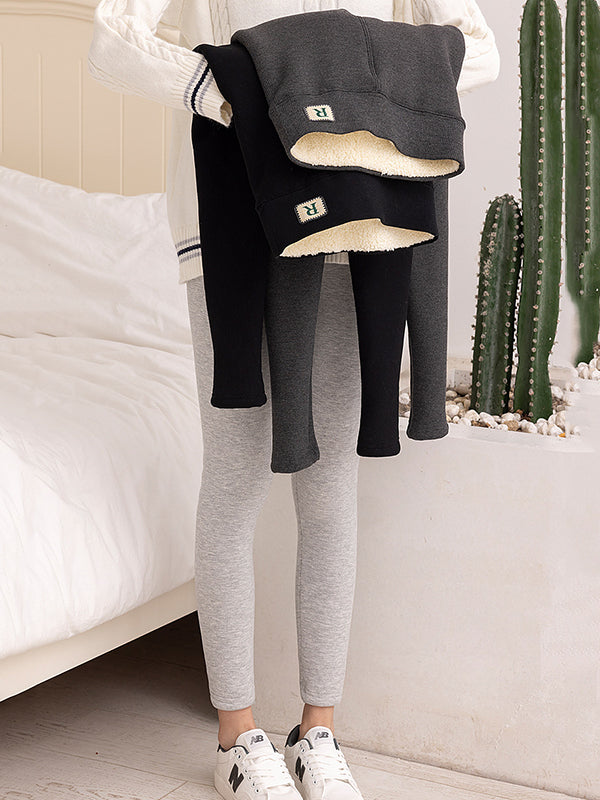 Casual Skinny Keep Warm Solid Color Velvet Leggings