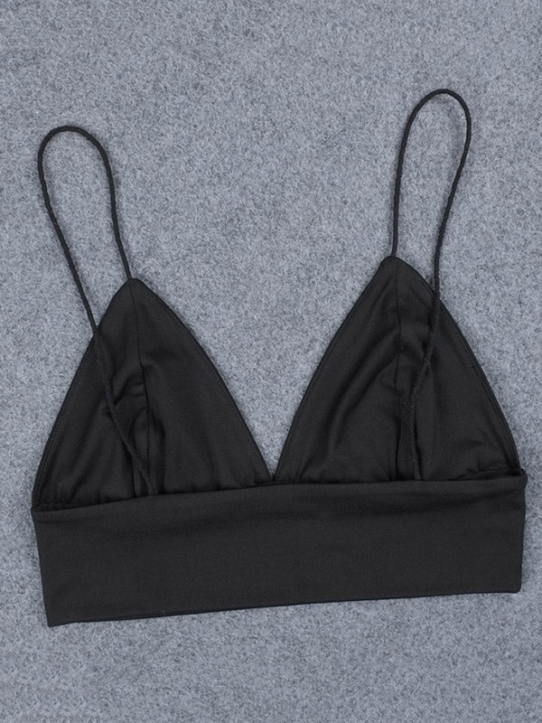 Simple Spaghetti-Neck V-Neck Sports Bras