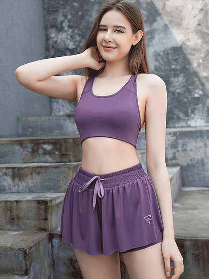 Loose Bandage Elasticity Solid Color Sports Culotte