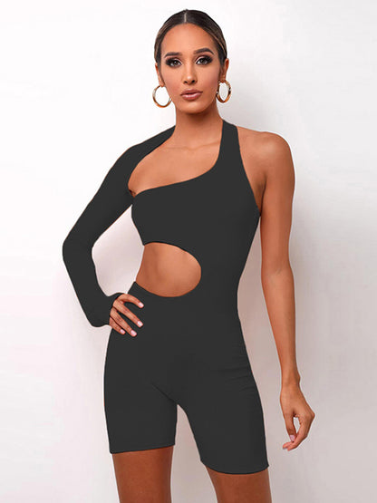 Long Sleeves Tight Backless Hollowing Outs Sports Rompers