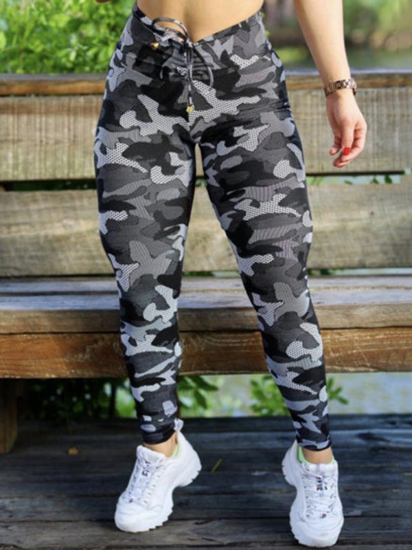 Camouflage Short Sleeve Top&High-Waisted Leggings Sports Suit