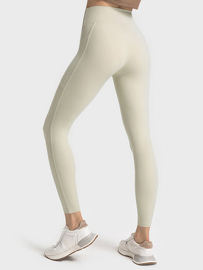 Skinny Leg Wrap Pockets Solid Color Leggings