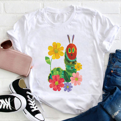 Flowers And The Very Hungry Caterpillar Teacher T-Shirt