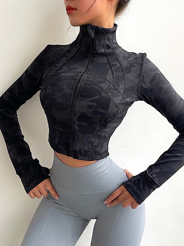 Sexy Tight Long Sleeve Quick Drying Fitness Suit Yoga Coat Outerwears