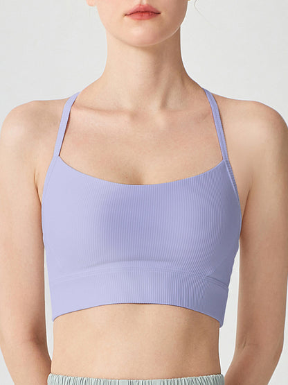 Wrap Hollow Solid Color Sports Bra