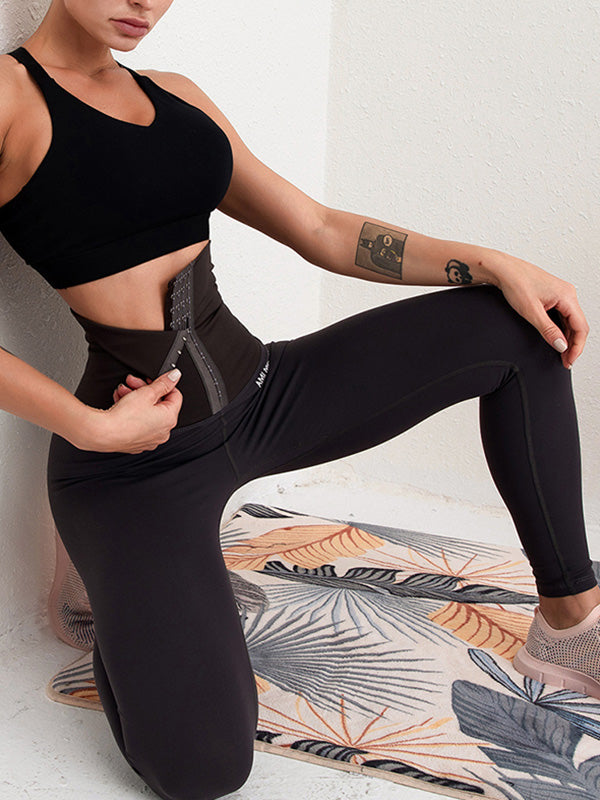 Multi-Breasted Solid Color Sports Yoga Leggings