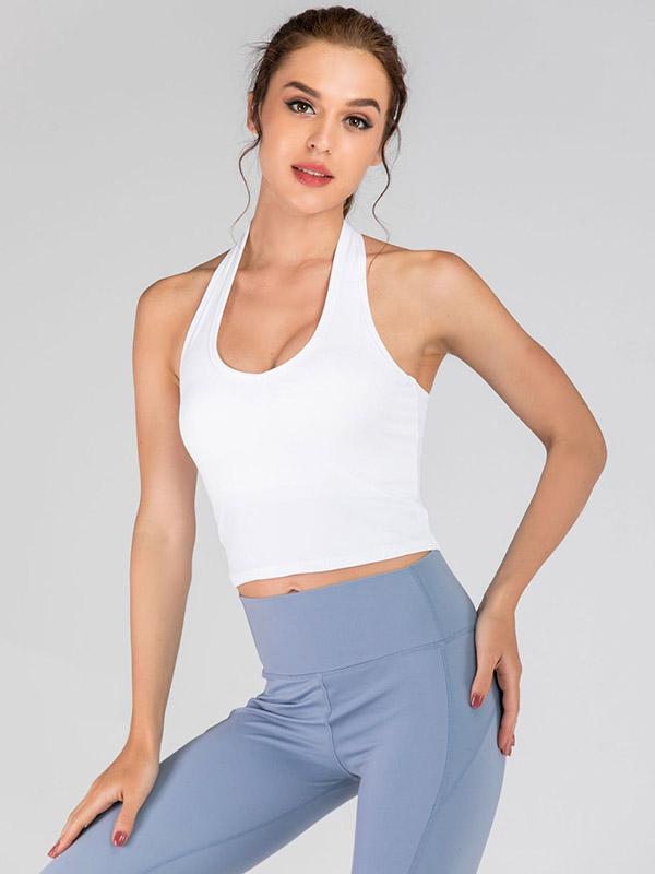 Wrap Solid Halter Neck Vest Top