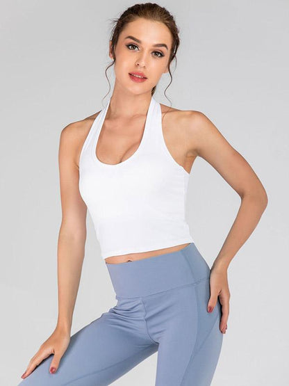 Wrap Solid Halter Neck Vest Top