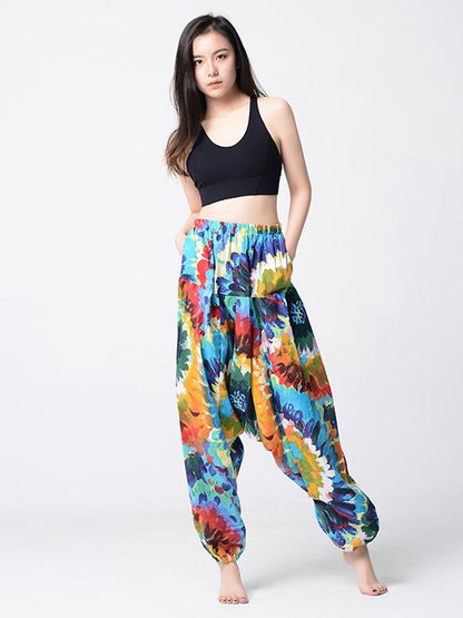 National Printed Loose Bloomers Yoga Bottoms