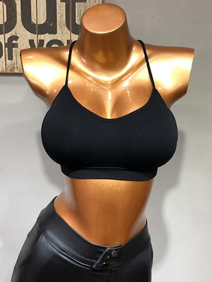 Solid Wrap Backless Spaghetti-Neck Bra