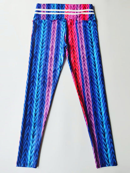 Weaved-Printed Colorful Flexible High-Waisted Leggings