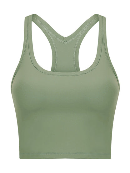 Skinny Wrap Sports Bra Hollow Yoga Tops Solid Color U-Neck Bra