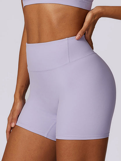 Skinny Leg High-Waisted Solid Color Shorts Sports Shorts