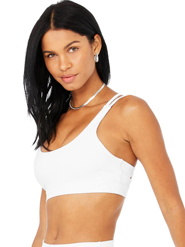 Skinny Wrap Hollow Solid Color U-Neck Sports Bra