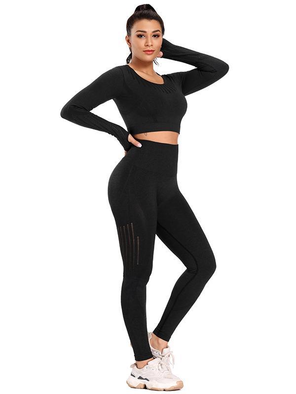 Solid Color Breathable Long Sleeves Yoga Suits