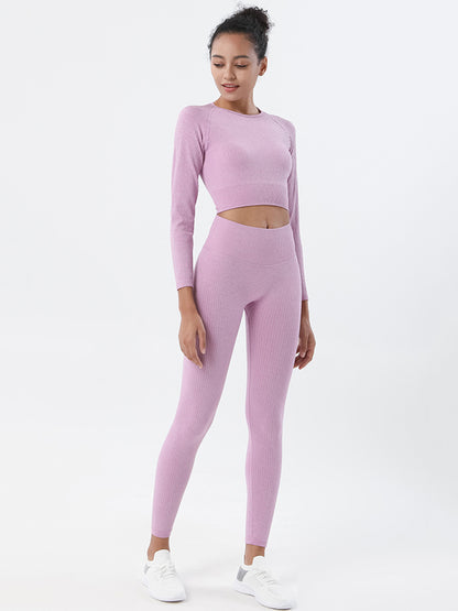 Solid Color Long Sleeves Tees&Leggings Yoga Suits