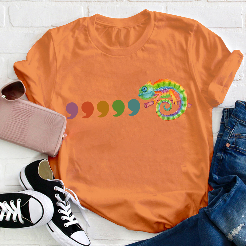 Comma Comma Chameleon Teacher T-Shirt