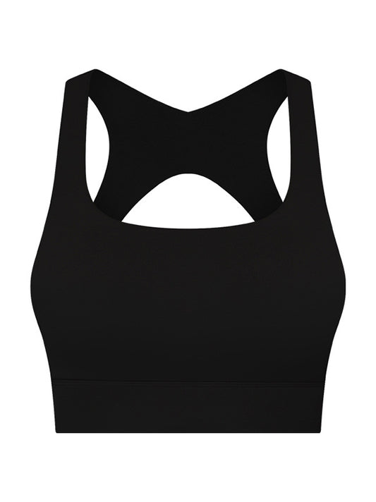 Skinny Wrap Yoga Tops Hollow Solid Color Sports Bra Spaghetti-Neck Bra