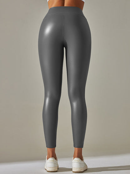 Skinny Leg Wrap High-Waisted Solid Color Leggings