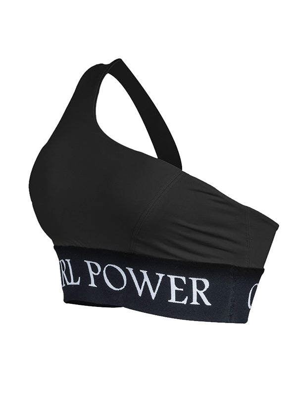 Wrap Letter Print Sports Bra