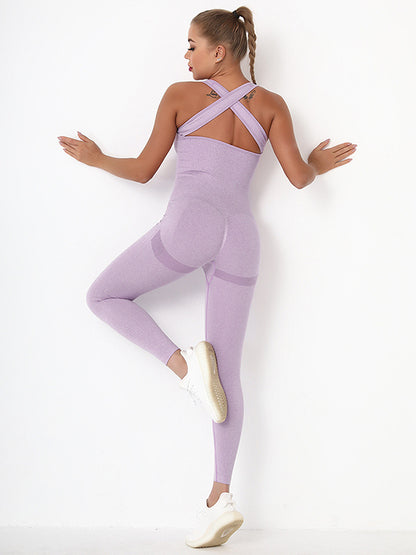 Solid Color Sleeveless U-Neck Yoga&Gym Jumpsuits