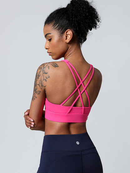 Zip Back Crossover Sports Bra