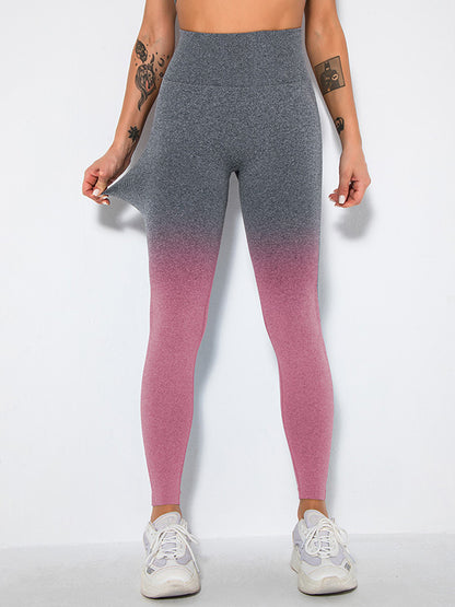 Seamless Gradient Hips-Lift Running Sport Leggings