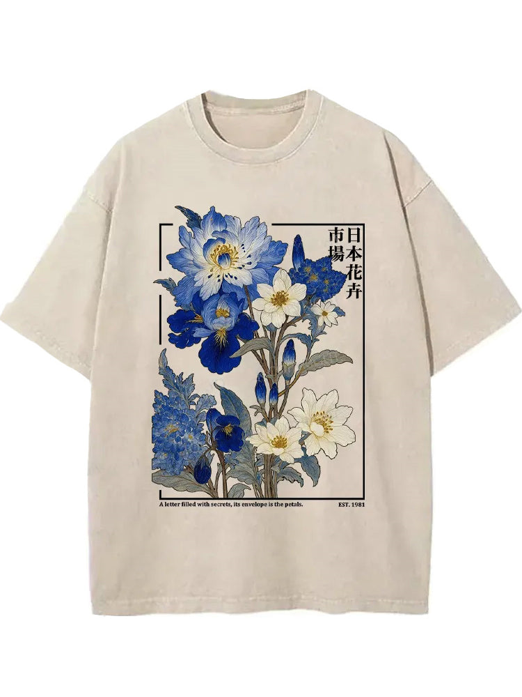 Japan Flower Market Vintage Washed T-shirt