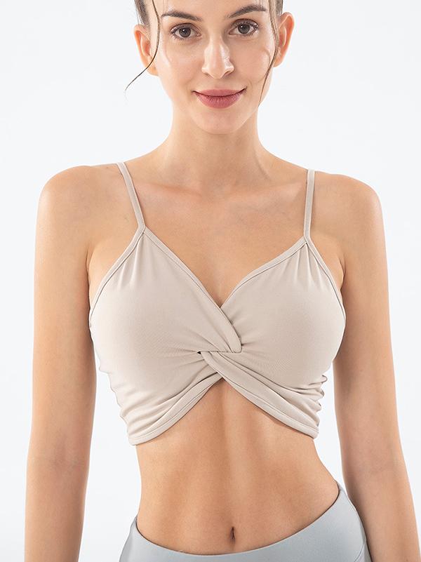 Solid Wrap Quick Dry Spaghetti-Neck Bra