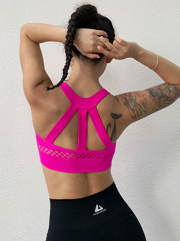 Cross-Strap Shockproof Solid Sports Yoga Bra