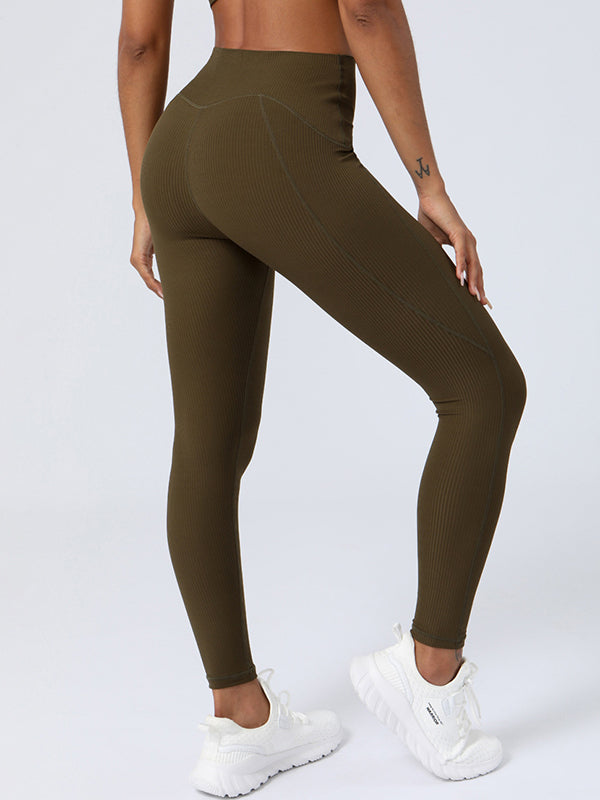 Wrap High-Waisted Pockets Solid Color Leggings