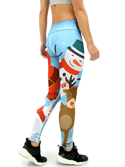 Adorable Christmas Print Breathable Wrap Sports Leggings