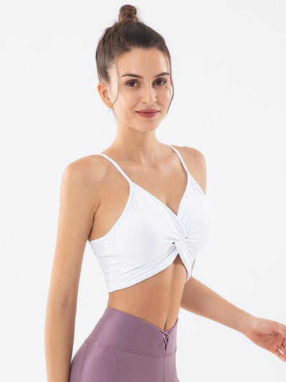 Solid Wrap Quick Dry Spaghetti-Neck Bra