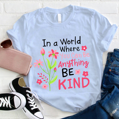 Be Kind Pink Flower Teacher T-Shirt