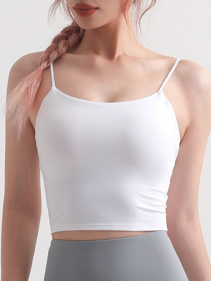 Backless Solid Color Spaghetti-Neck Sports Bra