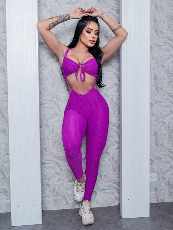 Skinny Skinny Leg Solid Color V-Neck Yoga Suits