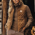 Retro Western Ethnic Cowboy Style Padded Vest Women's Stand Collar Sleeveless Ja