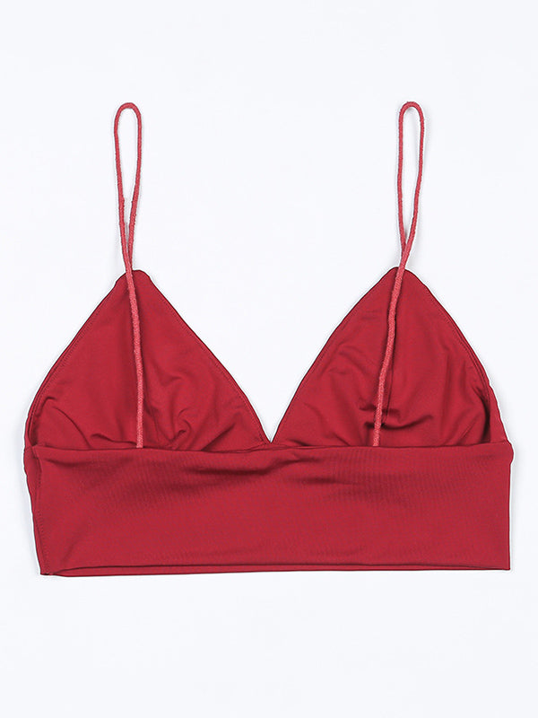 Simple Spaghetti-Neck V-Neck Sports Bras