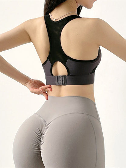 Color-Block Sleeveless Padded Sport Yoga Bra Top