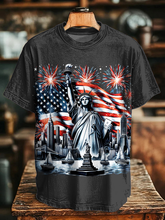 Vintage Independence Day Crew Neck T-shirt