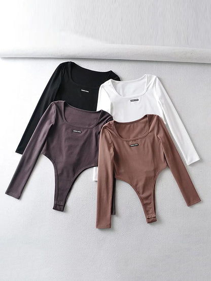 Long Sleeves U-Neck Bodysuits